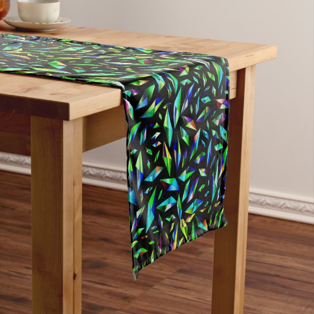 Shattered Color Green Short Table Runner (In Situ)