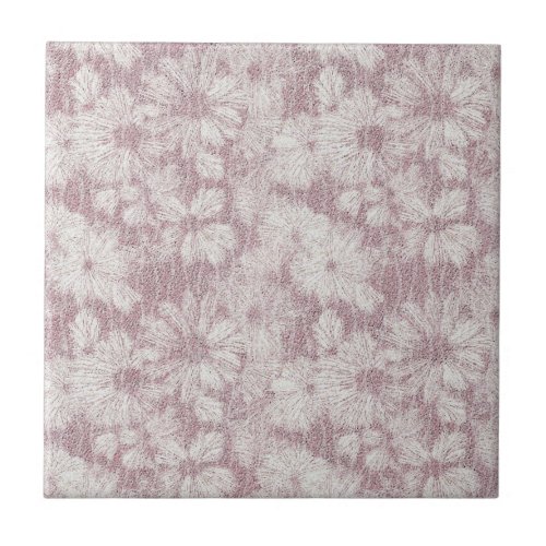 Shattered Daisy Textured in Pale Dusty Pink Ceramic Tile