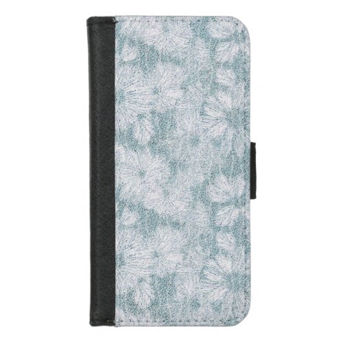 Shattered Daisy Textured in Soft Aqua Relief iPhone 87 Wallet Case