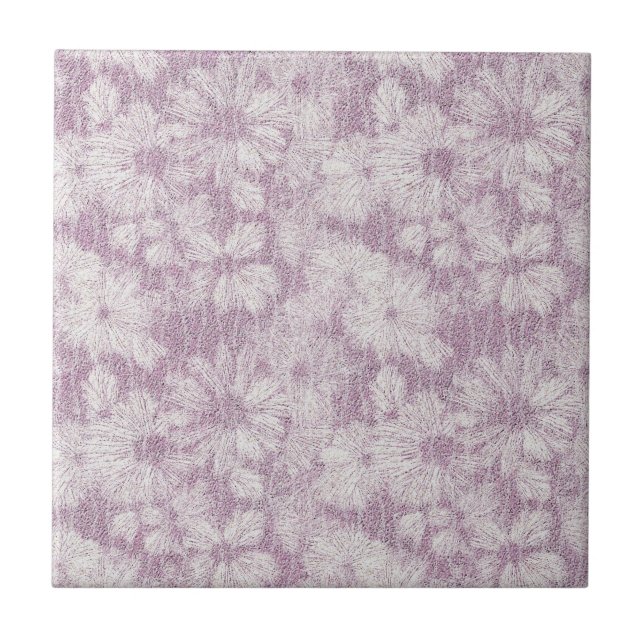 Shattered Daisy Textured in Soft Lilac Relief Ceramic Tile (Front)