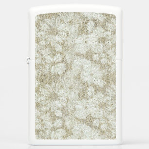 Shattered Daisy Textured Pattern in Coffee and Cre Zippo Lighter