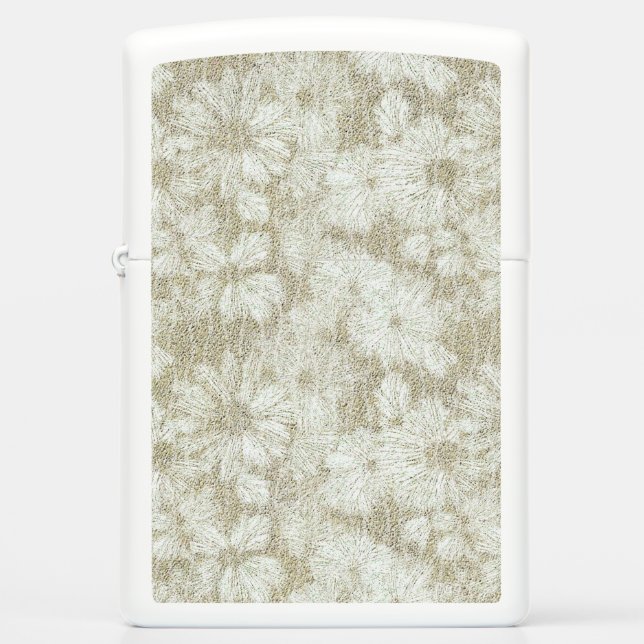Shattered Daisy Textured Pattern in Coffee and Cre Zippo Lighter (Front)