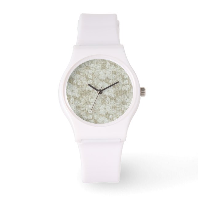 Shattered Daisy Textured Pattern in Coffee Cream Watch (Front)