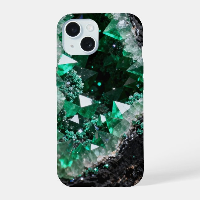Shattered Emerald Geode Heart Iphone Case (Back)
