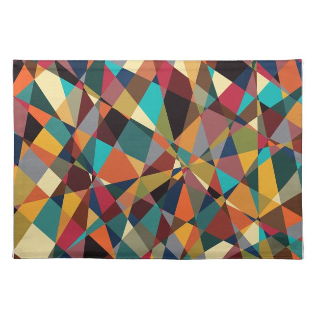 Shattered Geometric Mid Century Modern Abstract Cloth Placemat (Front)