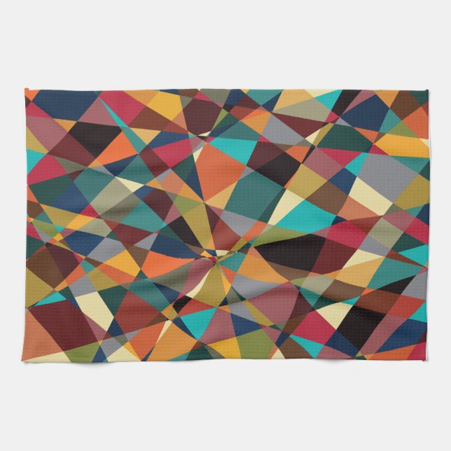 Shattered Geometric Mid Century Modern Abstract Kitchen Towel (Horizontal)