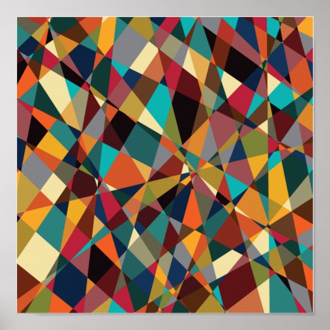 Shattered Geometric Mid Century Modern Abstract Poster (Front)