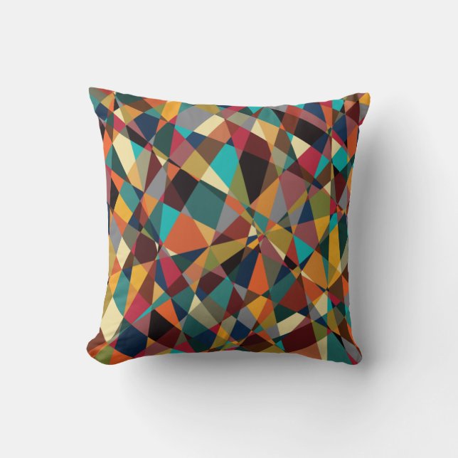 Shattered Geometric Mid Century Modern Abstract Throw Pillow (Front)