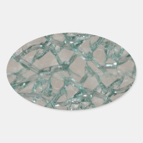 Shattered Glass Background Faux Oval Sticker