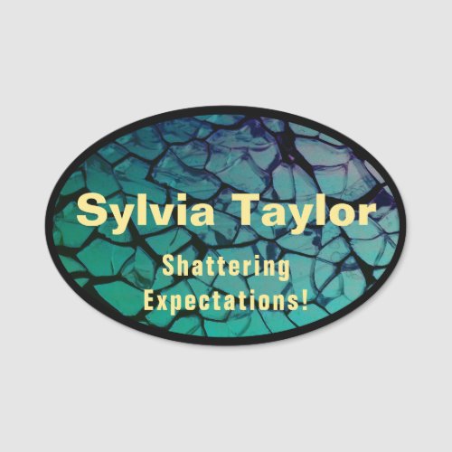 Shattered Glass Name Tag