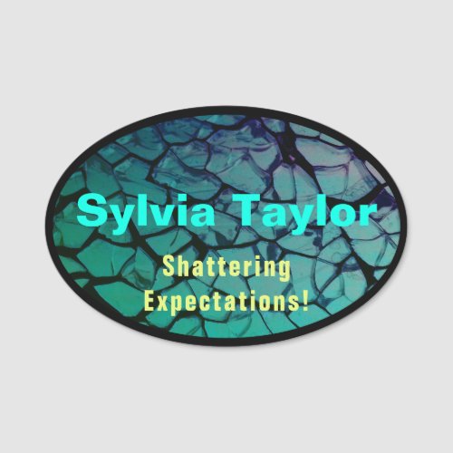 Shattered Glass Name Tag