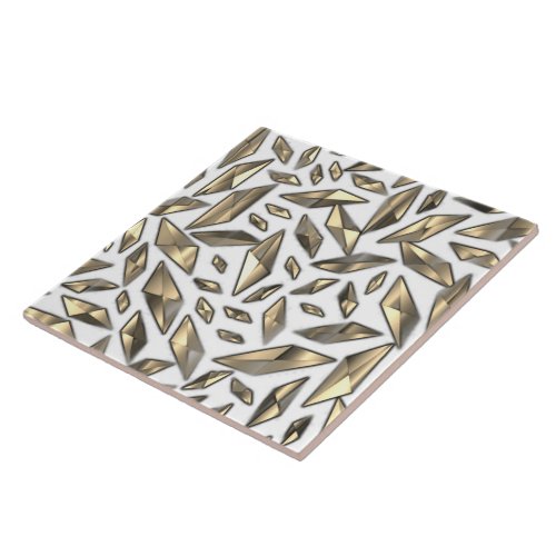 Shattered Gold and White  Ceramic Tile