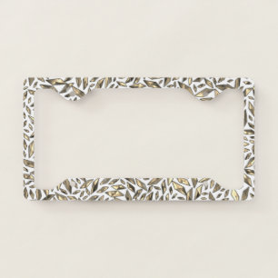 Shattered Gold and White License Plate Frame