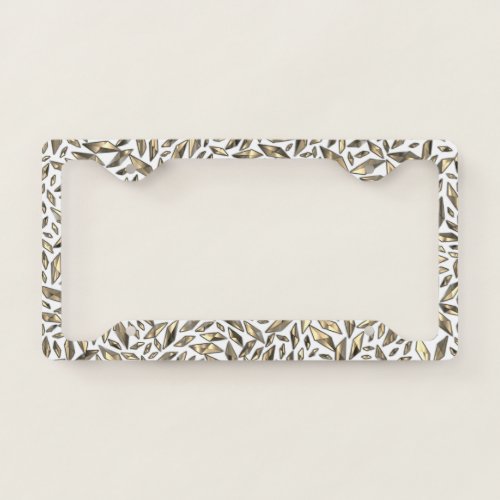 Shattered Gold and White  License Plate Frame