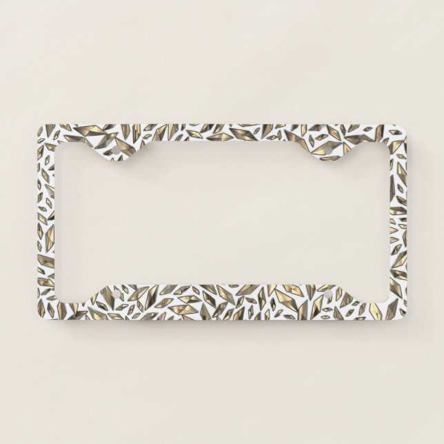 Shattered Gold and White  License Plate Frame (Front)