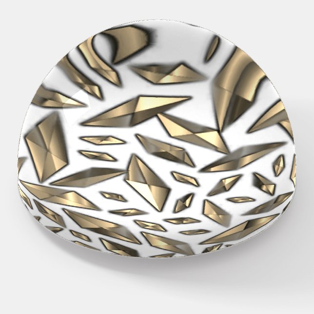 Shattered Gold and White  Paperweight (Angled)