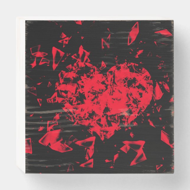 Shattered Heart  Wooden Box Sign (Front Horizontal)