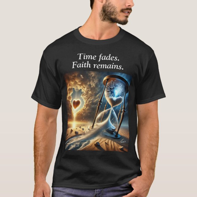 Shattered Hourglass: Faith Over Time Surreal T-Shirt (Front)