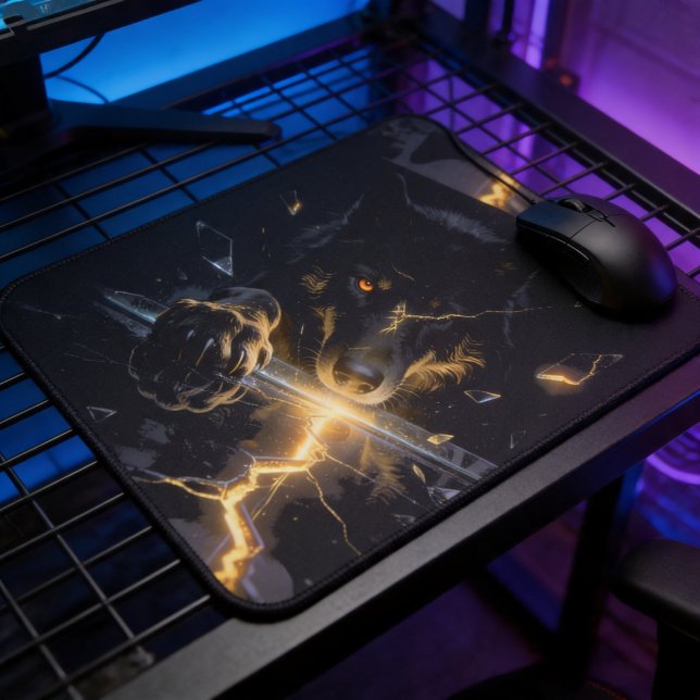 Shattered Lightning Wolf Mystical Dark Fantasy  Mouse Pad (Creator Uploaded)