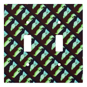 Shattered marble abstract modern art white green light switch cover