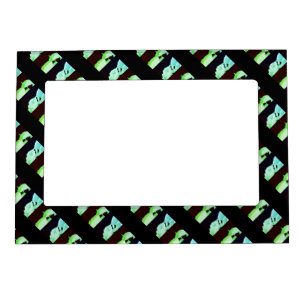 Shattered marble abstract modern art white green magnetic frame