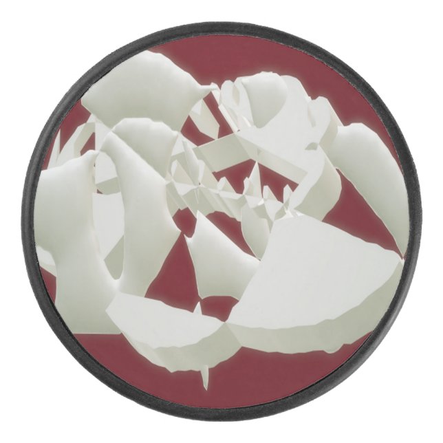 Shattered marble abstract modern art white plum    hockey puck (Front)