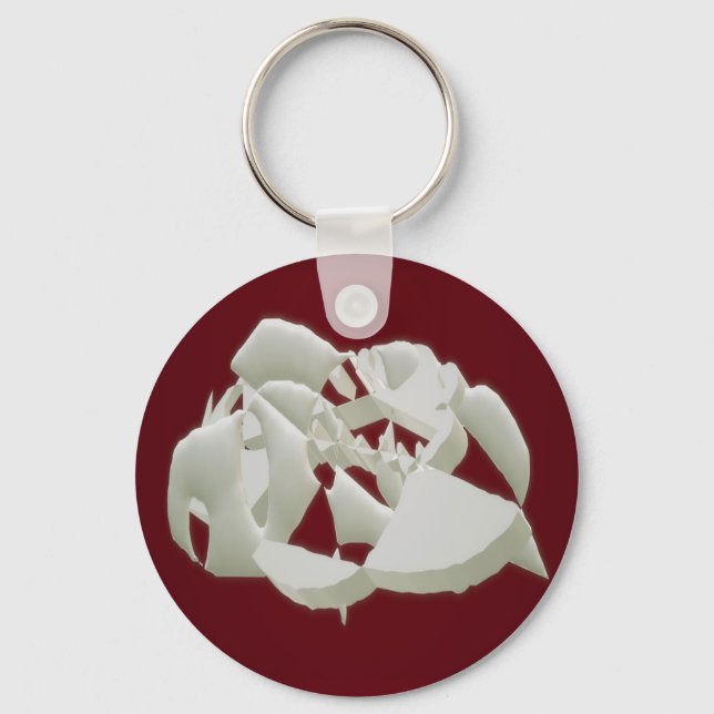 Shattered marble abstract modern art white plum    keychain (Front)