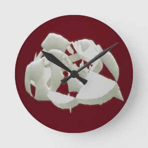 Shattered marble abstract modern art white plum round clock