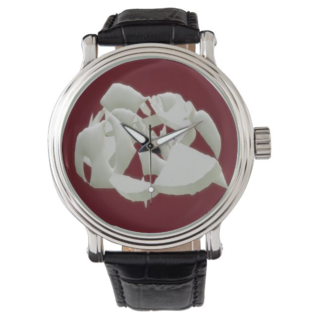 Shattered marble abstract modern art white plum    watch (Front)
