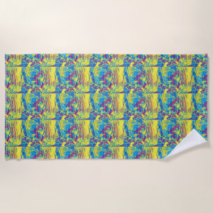 "Shattered" neon color beach towel