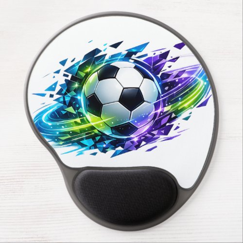 Shattered Neon Glow Abstract Soccer Ball Gel Mouse Pad