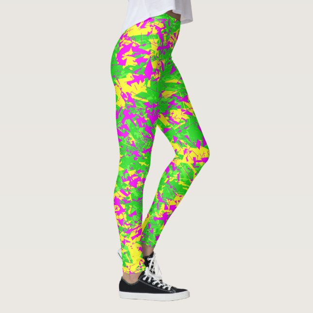 Shattered Neon Pink and Yellow Lime Leggings (Right)