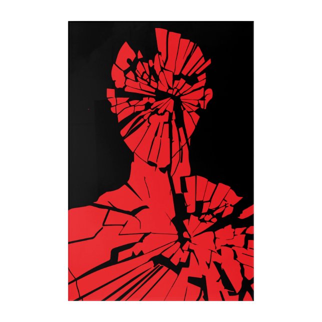 Shattered Red Reflection Acrylic Print (Front)