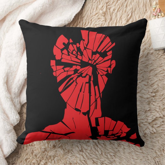 Shattered Red Reflection Throw Pillow (Blanket)