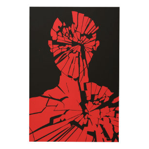 Shattered Red Reflection Wood Wall Art