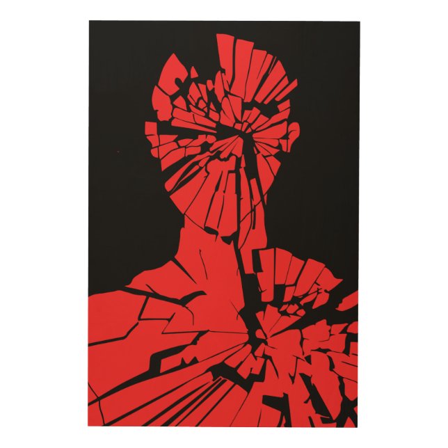 Shattered Red Reflection Wood Wall Art (Front)