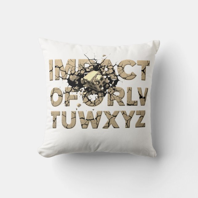 Shattered Rock Text Urban Grunge Art Throw Pillow (Front)