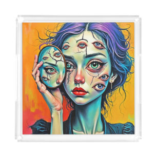 Shattered Self Reflection Art Acrylic Tray