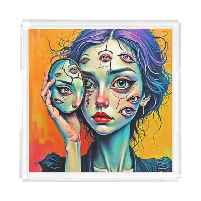 Shattered Self Reflection Art Acrylic Tray (Front)