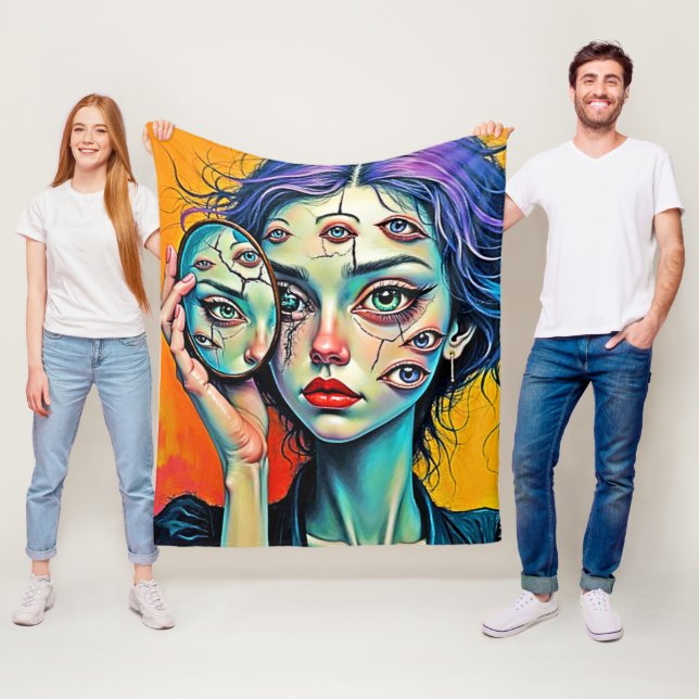 Shattered Self Reflection Art Fleece Blanket (In Situ)