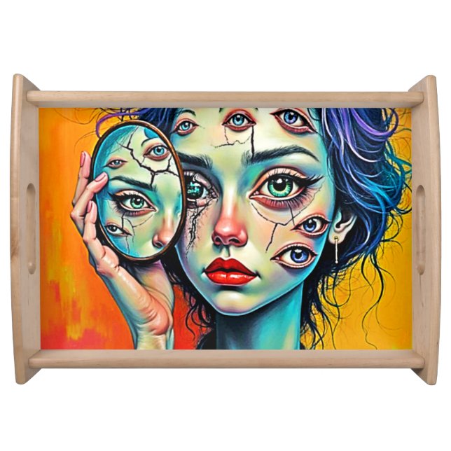 Shattered Self Reflection Art Serving Tray (Front)