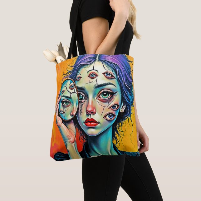 Shattered Self Reflection Art Tote Bag (Close Up)