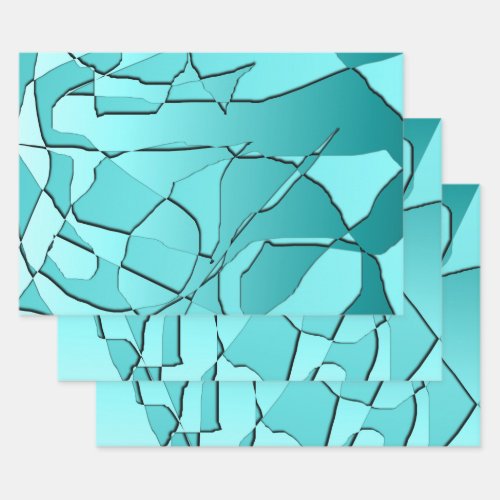 Shattered Teal Wrapping Paper Sheets