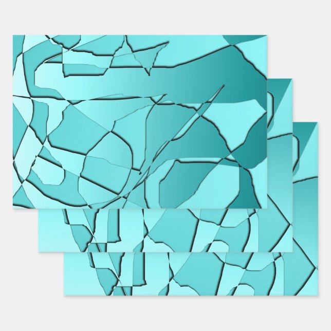 Shattered Teal Wrapping Paper Sheets (Set)