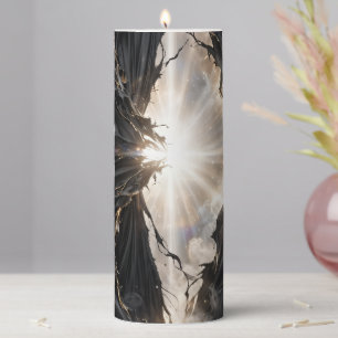 Shattered Veil of Light - Black Gold Luxury Pillar Candle