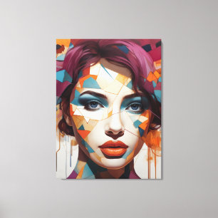 Shattered Visions: Abstract Femme Portrait Canvas Print