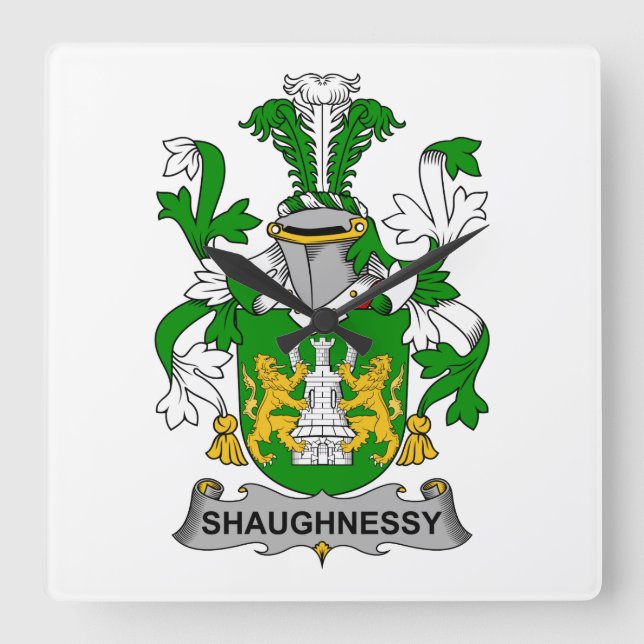 Shaughnessy Family Crest Square Wall Clock (Front)
