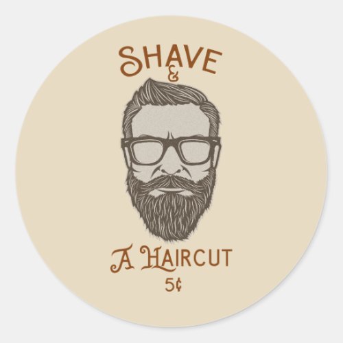 Shave  A Haircut Retro Barber Shop Graphic Type Classic Round Sticker