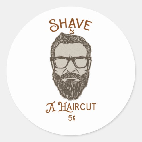 Shave  A Haircut Retro Barber Shop Graphic Type Classic Round Sticker
