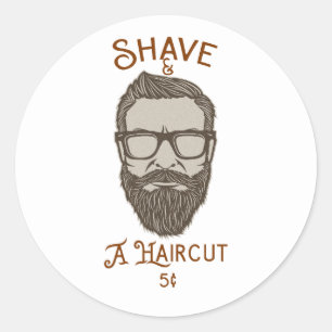 Shave & A Haircut Retro Barber Shop Graphic Type Classic Round Sticker